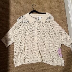 Cream Open-Knit Women's Sweater